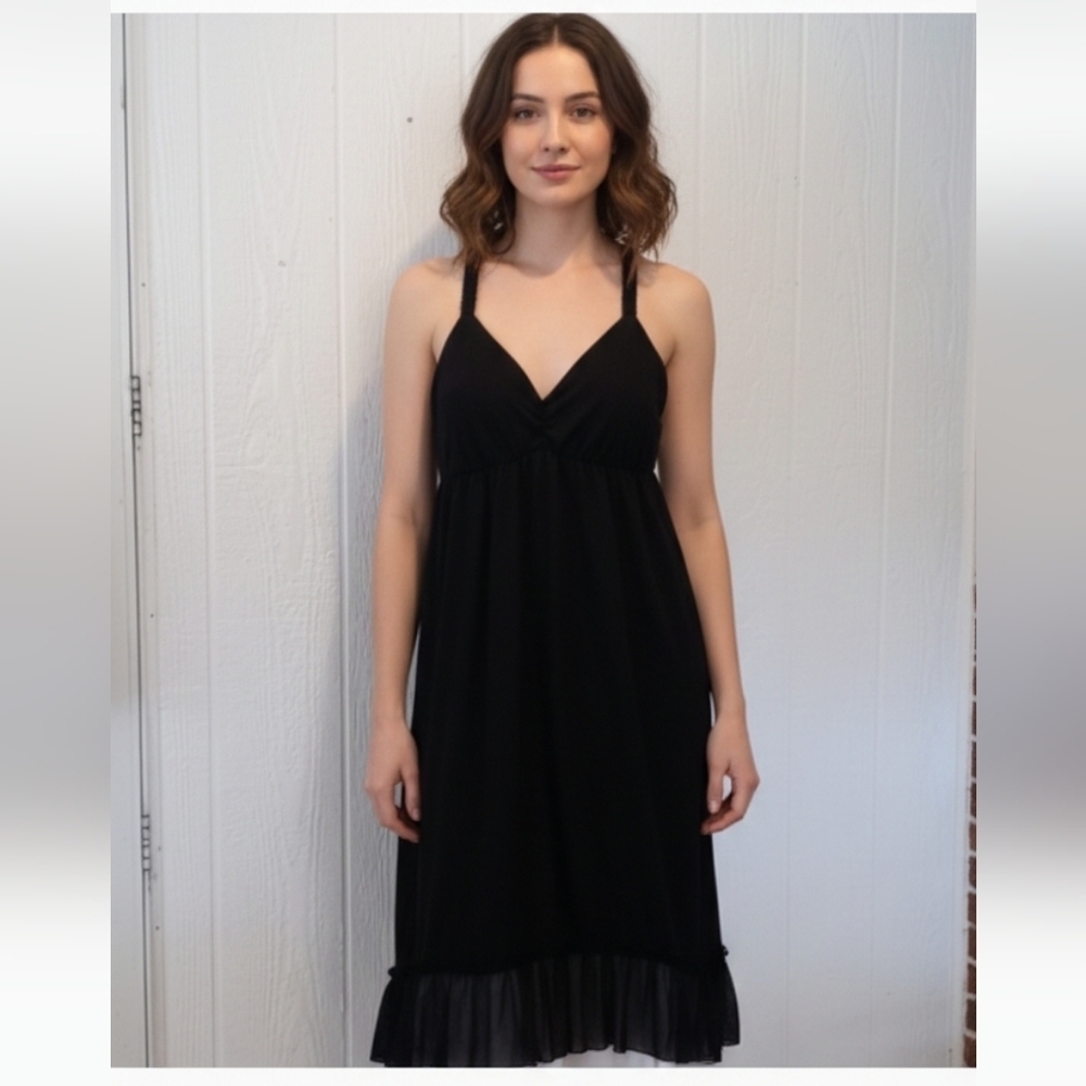 Blackhigh low maxi dress lace back strap XXLG/19 Witchy Goth